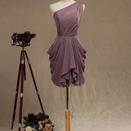 Mini Chiffon Bridesmaid Dress, Dusty Purple One..