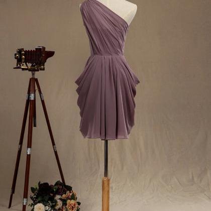 Mini Chiffon Bridesmaid Dress, Dusty Purple One..