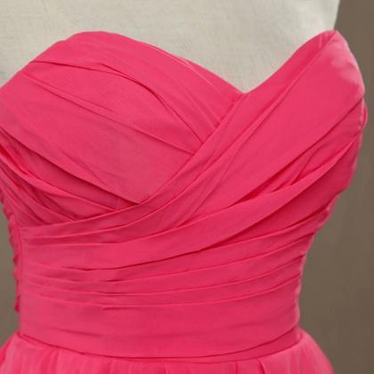 Coral Sweetheart Chiffon Mini Bridesmaid Dress,..