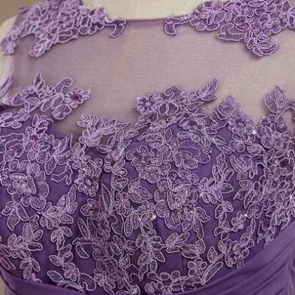 Purple Chiffon Bridesmaid Dress With Lace..